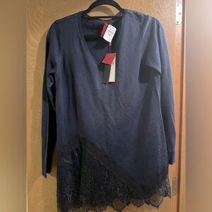 NWT Navy Neiman Marcus Sweater with lace detail